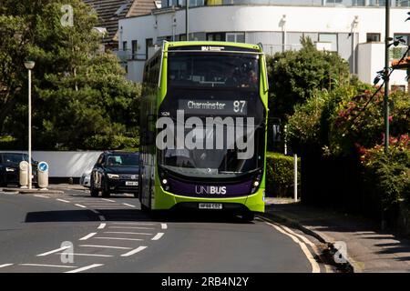 Morebus compagnia di autobus Bournemouth, fotografie scattate a Southborne e Hengistbury Head Foto Stock