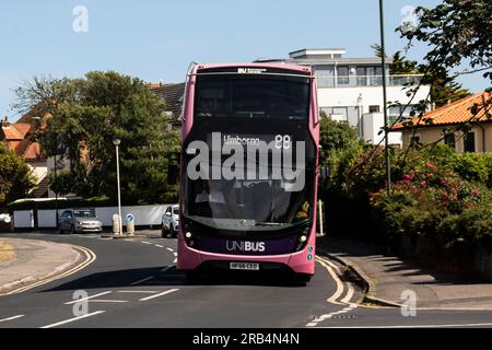 Morebus compagnia di autobus Bournemouth, fotografie scattate a Southborne e Hengistbury Head Foto Stock