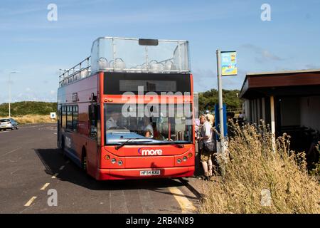 Morebus compagnia di autobus Bournemouth, fotografie scattate a Southborne e Hengistbury Head Foto Stock