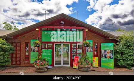 Inverness Botanic Gardens Scotland l'ingresso ai giardini in estate Foto Stock