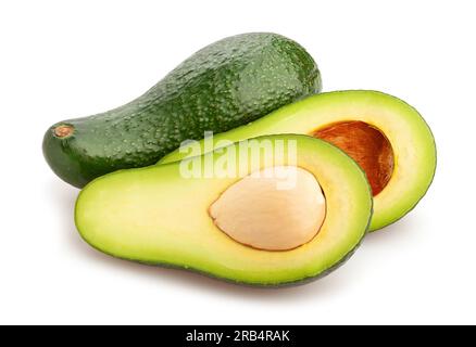 percorso di avocado a fette isolato su bianco Foto Stock