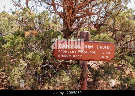 Indicazioni stradali per Canyon Rim Trail presso il Colorado National Monument Foto Stock