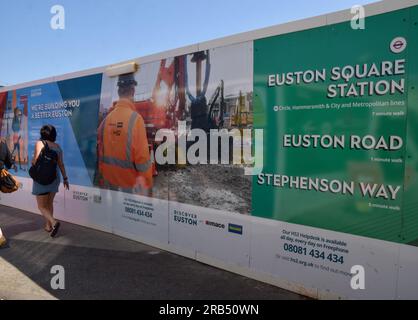 Londra, Regno Unito. 7 luglio 2023. Cantiere HS2 (High Speed 2) presso la stazione di Euston. Foto Stock