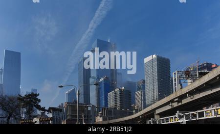 Vista nebbiosa di New York Foto Stock