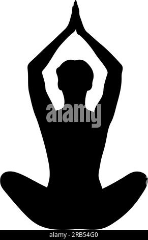 Silhouette di donna Yoga posa per rilassamento e meditazione. Illustrazione vettoriale Illustrazione Vettoriale