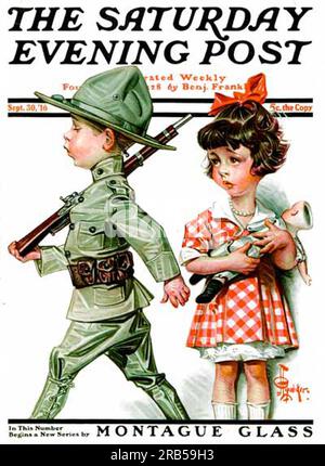 “Littlest Soldier” di J. C. Leyendecker. Saturday Evening Post Cover, 30 settembre 1917 1917 di J. C. Leyendecker Foto Stock