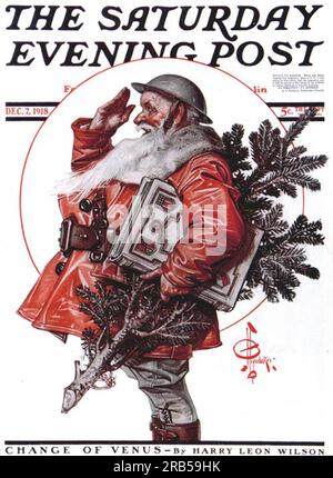 Saluting Santa, di J. C. Leyendecker. Saturday Evening Post Cover, 7 dicembre 1918 1918 di J. C. Leyendecker Foto Stock