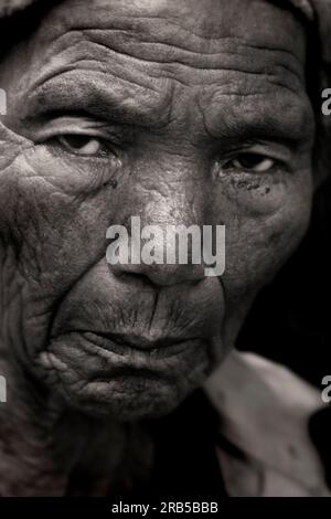 Ritratto di una donna anziana. Nepal. Asia Foto Stock