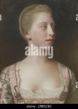 Ritratto della Principessa Augusta di Gran Bretagna, poi Duchessa di Brunswick 1754 di Jean-Étienne Liotard Foto Stock