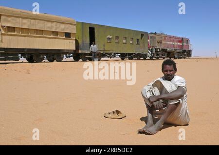 Ferrovia nel deserto. Nubia. Sudan. Nord Africa Foto Stock