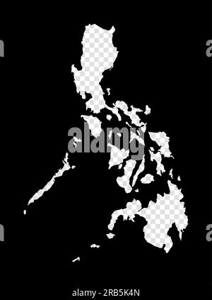 Mappa stencil delle Filippine. Semplice e minimale mappa trasparente delle Filippine. Rettangolo nero con forma tagliata del paese. Illustrazione Vettoriale