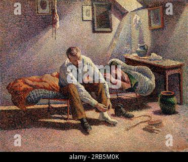 Mattina, interno 1890 di Maximilien luce Foto Stock