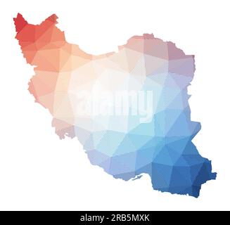 Mappa dell'Iran. Illustrazione a basso contenuto di polietilene del paese. Design geometrico con strisce. Tecnologia, Internet, concetto di rete. Illustrazione vettoriale. Illustrazione Vettoriale