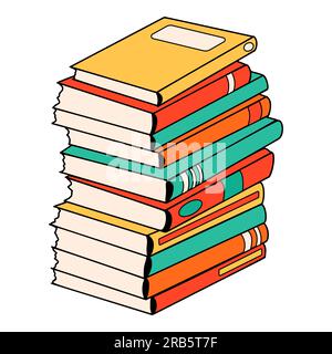 Cartoni animati per i libri scolastici in stile retrò. Elemento di cancelleria Back to School audace e luminoso. Forniture classiche per l'istruzione dei bambini o per l'ufficio Illustrazione Vettoriale