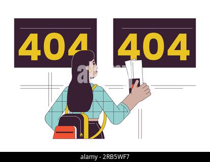 Errore 404 volo annullato partenza aeroporto messaggio flash Illustrazione Vettoriale