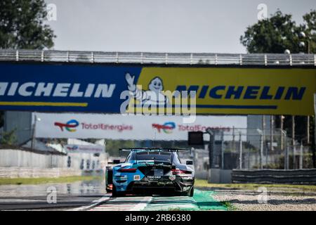 77 RIED Christien (Ger), PEDERSEN Mikkel (dnk), ANDLAUER Julien (fra), Dempsey-Proton Racing, Porsche 911 RSR - 19, azione durante le 6 ore di Monza 2023, 3° round del Campionato Mondiale di Endurance FIA 2023, dal 7 al 9 luglio 2023 sull'autodromo Nazionale di Monza, a Monza, Italia credito: Independent Photo Agency Srl/Alamy Live News Foto Stock