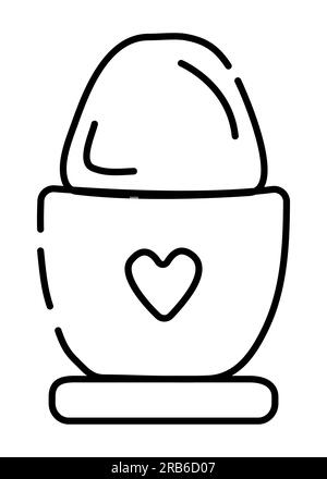 Icona con linea vettoriale bianca e nera all'uovo bollito Illustrazione Vettoriale