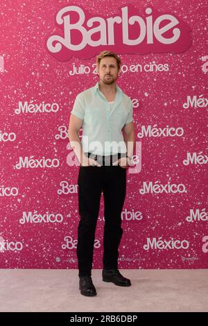 Città del Messico, Messico. 7 luglio 2023. 7 luglio 2023, città del Messico, Messico: Ryan Gosling posa per le foto durante il photocall del film "Barbie" al Mexico City Four Sason Hotel. Il 7 luglio 2023 a città del Messico, Messico. (Foto di Carlos Tischler/ Credit: Eyepix Group/Alamy Live News Foto Stock