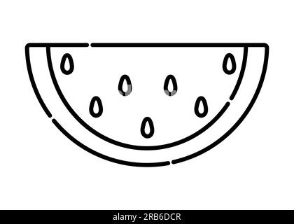 Icona della linea vettoriale bianca e nera dell'anguria Illustrazione Vettoriale