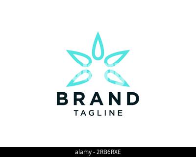 Logo medico. Cannabis marijuana blu isolato su sfondo bianco. Elemento modello disegno logo Flat Vector Illustrazione Vettoriale
