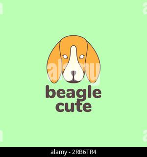 animali domestici testa di cane mascotte beagle cartone animato grazioso logo design vettore Illustrazione Vettoriale