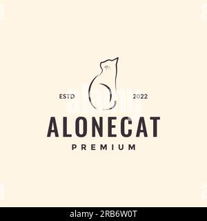 animali domestici gattino isolato hipster con logo semplice vettore di design Illustrazione Vettoriale