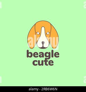 animali domestici testa di cane mascotte beagle cartone animato grazioso logo design vettore Illustrazione Vettoriale