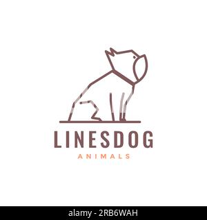 animal pets bulldog line art mascotte con logo semplice e vettore di design Illustrazione Vettoriale
