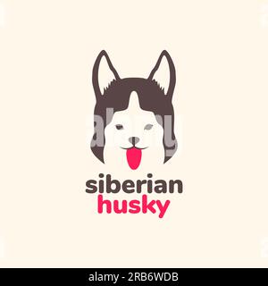 animali domestici cane husky siberiano semplice logo design vettore Illustrazione Vettoriale