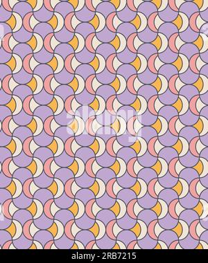 motivo a spirale degli anni '70 senza cuciture. Sfondo geometrico elegante, tratti neri. Moderno design della superficie di metà secolo Illustrazione Vettoriale