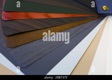 Aprire la guida della pellicola interna del colore campione. Catalogo colori campione Foto Stock