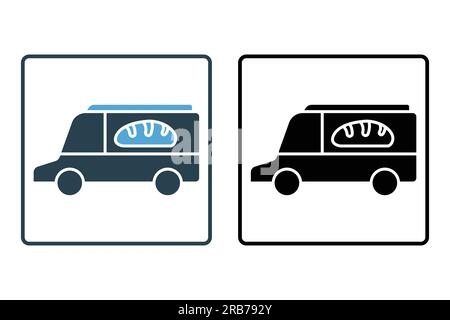 Icona Food Truck. icona relativa al servizio di panificio, consegna auto. Design a icona solido. Semplice progettazione vettoriale modificabile Illustrazione Vettoriale