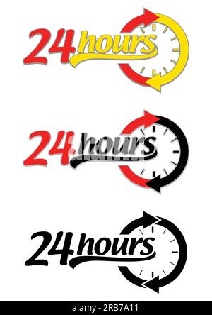 Set di 24 ore di icona vettoriale isolata su sfondo bianco Illustrazione Vettoriale