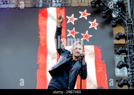 Italia 29 giugno 2023 Skid Row - atto di apertura per KISS - live in Piazza Napoleone Lucca © Andrea Ripamonti / Alamy Foto Stock
