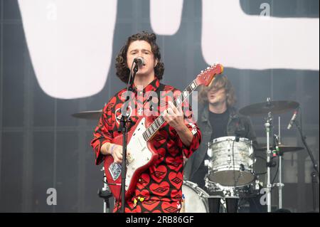 Glasgow, Regno Unito. 7 luglio 2023. Kyle Falconer Performing the View Performing at TRNSMT 2023 Glasgow Green Glasgow Credit: Glasgow Green at Winter Time/Alamy Live News Foto Stock