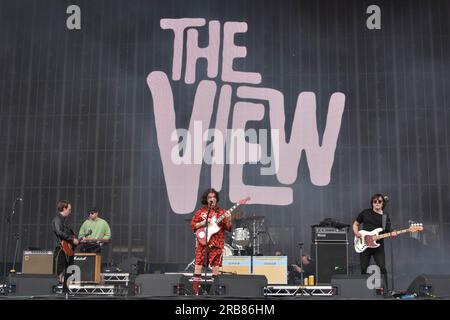 Glasgow, Regno Unito. 7 luglio 2023. The View Performing at TRNSMT 2023 Glasgow Green Glasgow Credit: Glasgow Green at Winter Time/Alamy Live News Foto Stock