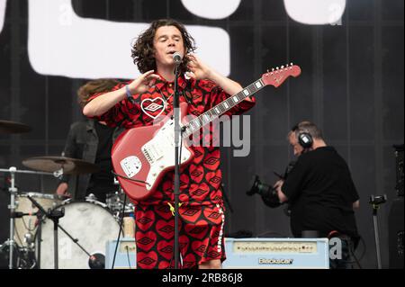 Glasgow, Regno Unito. 7 luglio 2023. Kyle Falconer Performing the View Performing at TRNSMT 2023 Glasgow Green Glasgow Credit: Glasgow Green at Winter Time/Alamy Live News Foto Stock