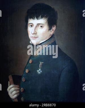 RIEGO, RAFAEL DEL. MILITAR Y POLITICO ESPAÑOL .SANTA MARIA DE TUÑAS 1785 - 1823. OLEO ANONIMO. MUSEO ROMANTICO . MADRID. Foto Stock