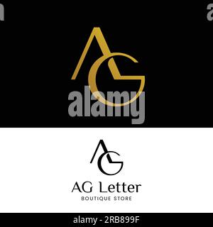 Monogramma Letter A G AG GA in Simple Luxury Logo Illustrazione Vettoriale