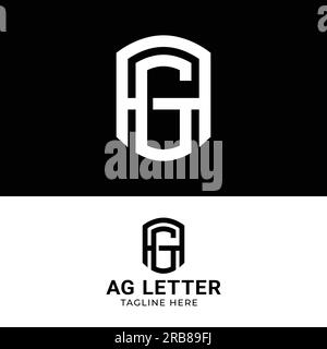 Letter Monogram A G AG GA in stile semplice grassetto interlock per General Fashion Apparel Finance Sports fitness Logo Design Template Illustrazione Vettoriale