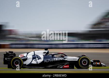 Silverstone, Regno Unito. 8 luglio 2023. SILVERSTONE - Nyck de Vries (AlphaTauri) durante la terza prova libera del Gran Premio di Gran Bretagna, sul circuito di Silverstone. ANP SEM VAN DER WAL credito: ANP/Alamy Live News Foto Stock