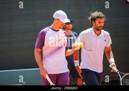 Aspria Harbour Club Milano, Milano, Italia, 7 luglio 2023, Jonathan Eysseric, Denys Molchanov durante l'Aspria Tennis Cup 2023 - ATP Challenger Milano - Foto Stock