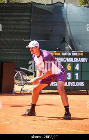 Aspria Harbour Club Milano, Milano, Italia, 7 luglio 2023, Jonathan Eysseric, Denys Molchanov durante l'Aspria Tennis Cup 2023 - ATP Challenger Milano - Foto Stock