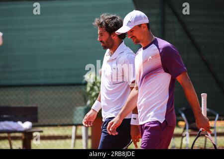 Aspria Harbour Club Milano, Milano, Italia, 7 luglio 2023, Jonathan Eysseric, Denys Molchanov durante l'Aspria Tennis Cup 2023 - ATP Challenger Milano - Foto Stock