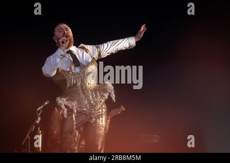 Madrid, Spagna. 7 luglio 2023. Sam Smith, cantautore britannico si esibisce durante il secondo giorno del Mad Cool Festival 2023 a Villaverde, Madrid. (Foto di Guillermo Gutierrez Carrascal/SOPA Images/Sipa USA) credito: SIPA USA/Alamy Live News Foto Stock