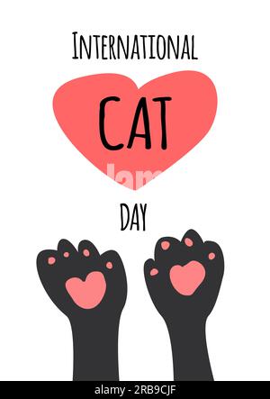 modello di biglietto d'auguri per la giornata mondiale del gatto Illustrazione Vettoriale