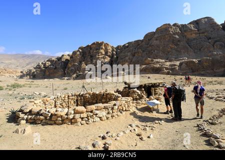 Il sito archeologico neolitico del villaggio di Bayda, vicino a Little Petra, Giordania, Medio Oriente Foto Stock