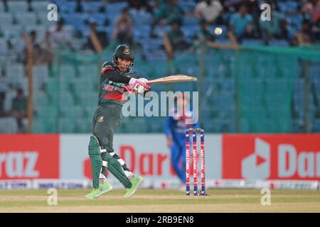 Mushfiqur Rahim batte il wicketkeeper bengalese durante il secondo One Day International (ODI) match Bangladesh-Afghanistan di tre serie di match Foto Stock