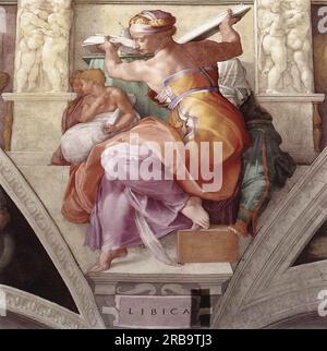 Soffitto della Cappella Sistina: Sibilla libica 1510 di Michelangelo Foto Stock