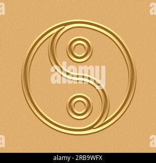 Simbolo Yin Yang su fondo di sabbia Foto Stock